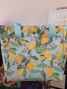 Vera Bradley Lemon Floral Tote - Aqua and Yellow